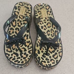 Kate Spade Animal Print Sandals with Glossy Bow